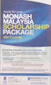 Monash Malaysia Scholarship Package