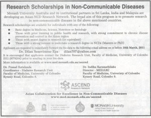 Research Scholarships in Non-Communicable Diseases