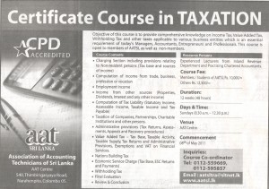 Certificate Course in Taxation AATSL