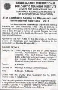 Certificate Course on Diplomacy and International Relations 2011