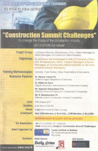 Construction Summit Challenges in Srilanka