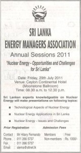 Nuclear Energy – Opportunity and Challenges for Srilanka