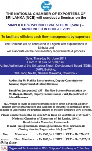 Simplified Suspended Vat Scheme (SVAT) Seminar by the National Chamber of Exporters of Srilanka (NCE)