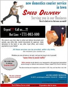 Domestic Courier Service in Town by A3 Delivery Service