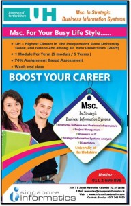 MSc in Strategic Business Information Systems from University of Hertfordshire