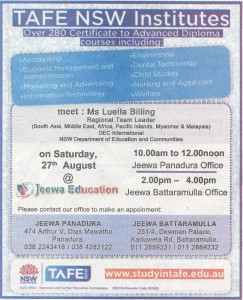 TAFE NEW Institutes through Jeewa Education