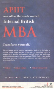 Internal British MBA from APIIT