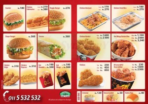KFC Delivery Menu Pg1