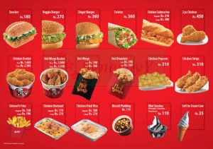 KFC Dine in Menu Pg 1