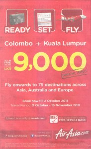 Colombo Kuala Lumpur @ Rs. 9,000.00 – Air Asia