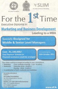 Executive Diploma in Marketing and Business Development BY Srilanka Foundation