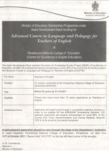 Scholarships for Advanced Course in Language and Pedagogy for teachers of English