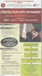 International Diploma in Supply Chain Management by Institute of Supply and Material management (ISMM)