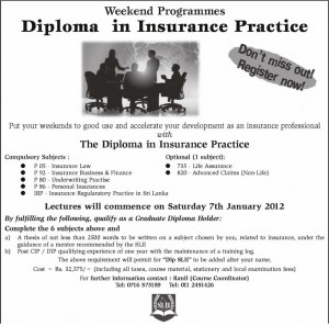 Diploma in Insurance Practice Weekend Programme by SLII