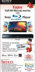 Enjoy HD movies with Sony Blu-ray Player at price of Rs. 21,990.00 only