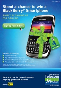 Sing up E Billing and Win Blackberry Smartphone from Mobital srilanka