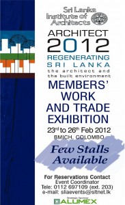 ARCHITECT 2012 Regenerating Sri Lanka Exhibition – Stalls Bookings