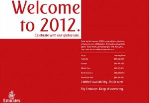 Book Flights by 9th January 2012 and Enjoy Special offers from Emirates