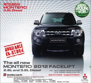 Mitsubishi Montero 2012- 2.8L for LKR 16 Million & 3.2L for LKR. 20 Million With VAT