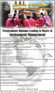 Postgraduate Diploma Leading to Master of Environment Management by Faculty of Graduate Studies, University of Colombo