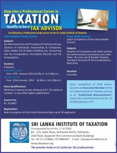 Taxation Courses in Srilanka by Srilanka Institute of Taxation
