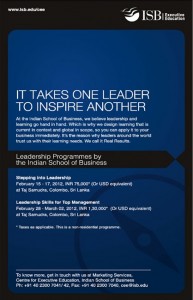 The Leadership Programmes by the Indian School of Business [ISB] in Srilanka