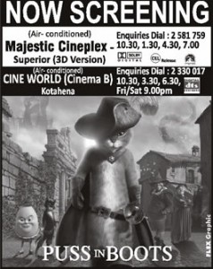 Puss in Boots 3D Screening in Majestic Cineplex