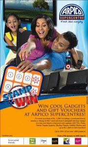 Stamp & Win Gadgets and Gift Vouchers @Arpico Supercenter from 27th January to 4th March 2012