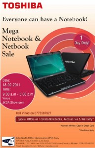 TOSHIBA laptops One day Special Promotion in srilanka