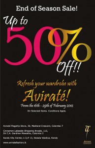 Up to 50% off on Selective Items @ Avirate, Srilanka