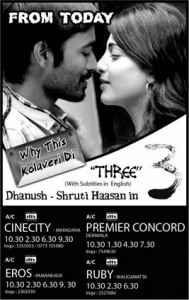 3 (THREE) Screening in Srilanka from 30th March 2012 (Today)