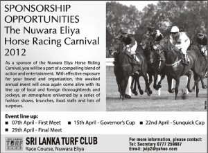 Opportunities to Sponsors the Nuwara Eliya Horse Racing Carnival 2012