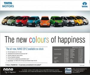 TATA Nano 2012 Key to Happiness introduce TATA Nano in 9 Difference Colours