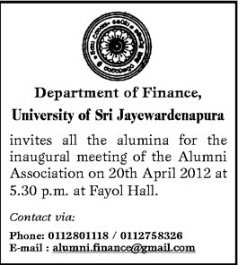 Department of Finance, SJP Alumni Meeting on 20th April 2012