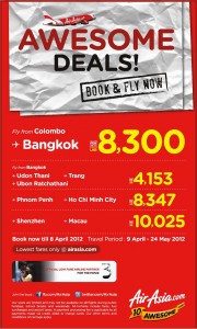 Awesome Deals By Air Asia –Book Now till 8th April 2012