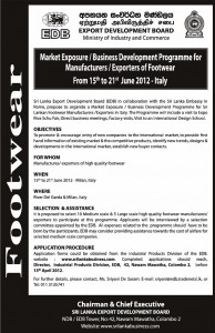 Business Development Programme for Manufacturer  Exporters of Footwear – from 15th to 21st June 2012 – Italy