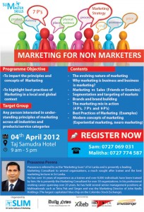 Marketing for Non-Marketers by Prasanna Perera on 4th April 2012