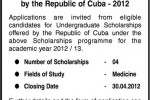 Medicine Scholarships for Srilanka – CUBA Academic Year of 2012/2013