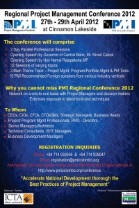 Regional Project Management Conference 2012 – 27th to 29th April 2012 @ Cinnamon Lakeside