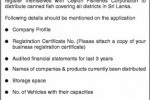 Registration of Distributor for Canned Fish – Ceylon Fisheries Corporation