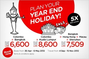 Air Asia Special Fare for Yearend Holiday 2012 (From 4th September to 15th November 2012)