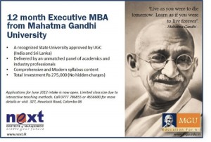 Executive MBA from Mahatma Gandhi University  - intake for June 2012