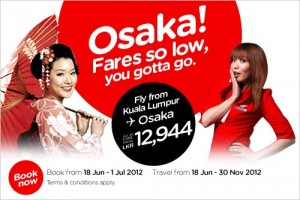 Fly From Kuala Lumpur to Osaka with Air Asia for Rs. 12,944.00 Only