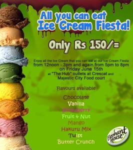 Ice Cream Fiesta – Eat Unlimited Ice Cream Just for Rs. 150.00 on 15th June 2012