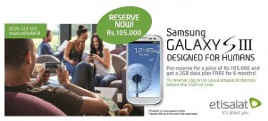 Samsung Galaxy S III Rs. 105,000.00 from Etisalat Srilanka