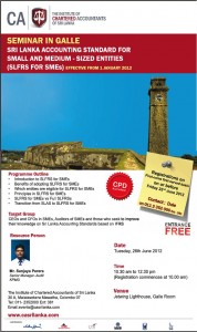 Srilanka Accounting Standard for Small and Medium size entities – FREE Seminar in Galle