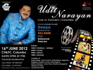 Udit Narayan Live in Concert in Colombo – 16th June 2012