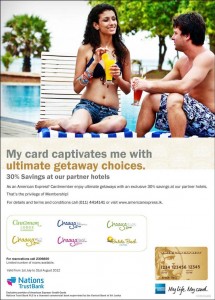 30% Discounts on Hotels for American Express Credit Card in Srilanka Till 31st August 2012