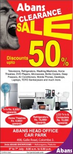 Abans Clearance Sales – Discounts Up to 50% ~ 5th to 7th July 2012