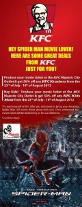 Enjoy Spiderman Movie and Enjoy 50% off at Majestic KFC with Movie Ticket